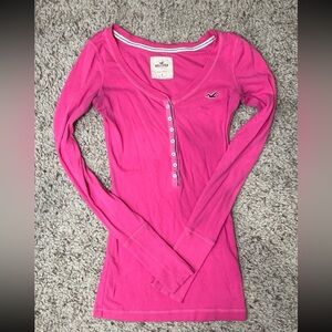 Hollister Pink Long Sleeve So Cal Stretch Top Women’s Small Y2K Vintage